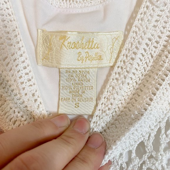 Gypsy Kroshetta by Papillon Crochet Ivory Crochet Tank Top Blouse Small Boho - Picture 4 of 5